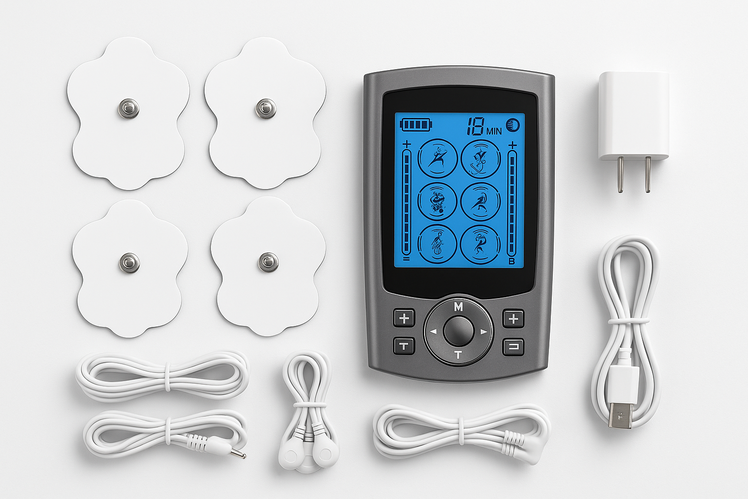 TENS Machine, Adaptors & Pads